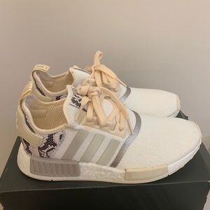 2020 Adidas NMD_R1 white and snake print sneakers